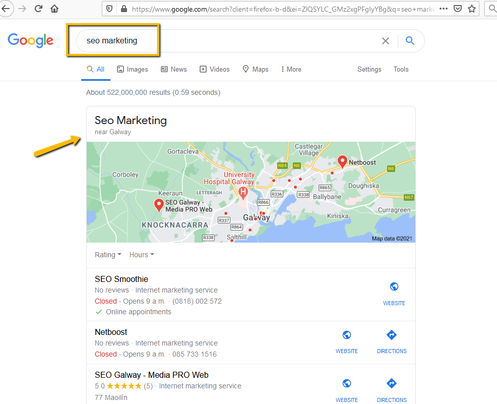 SEO Smoothie Challenge • Google Business search without Galway • SEO Company • Ireland