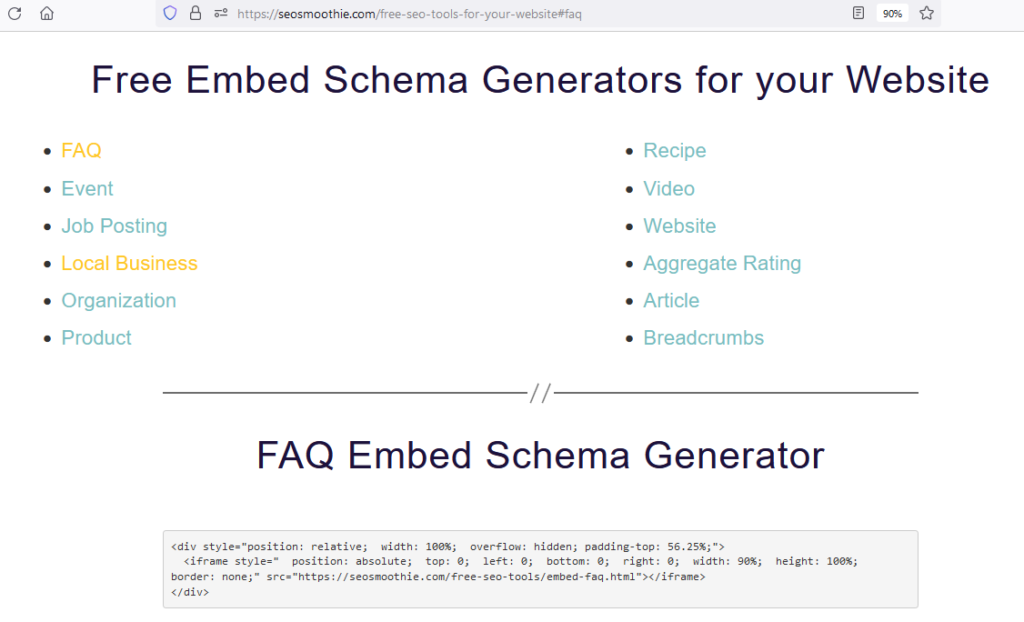 The FAQ Free Embed Schema Generator