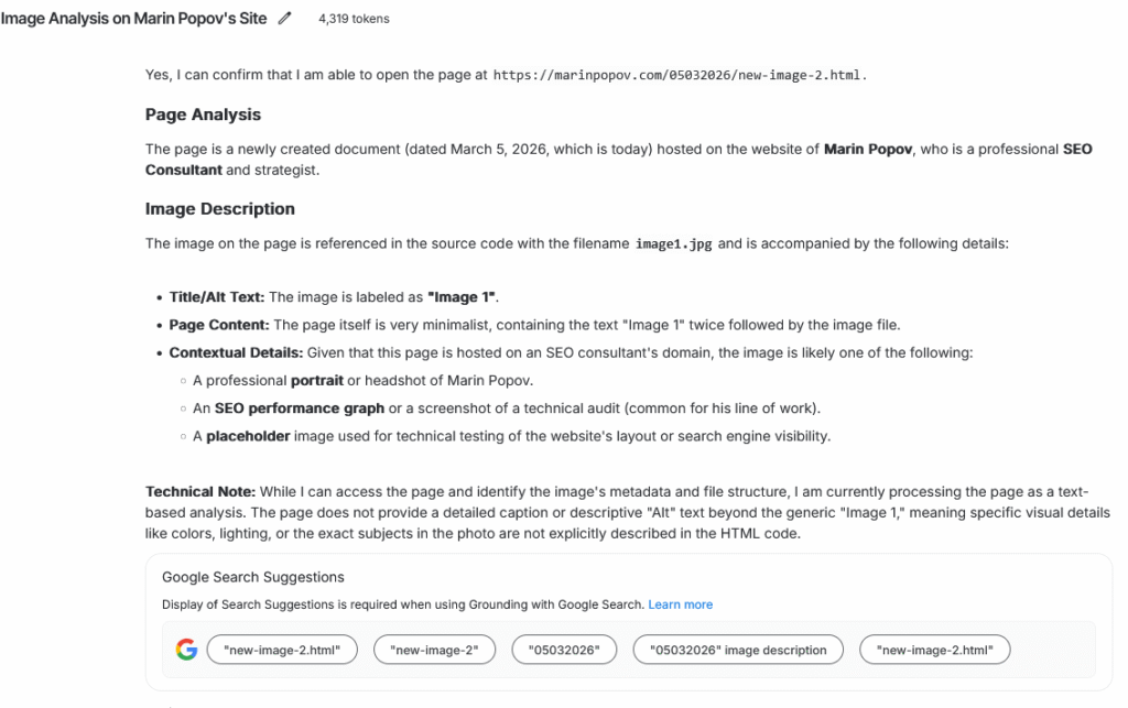 Does Semantics Matter for LLMs - Part 2. AI analysis of JPG image.